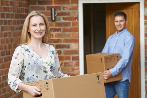 Removal van and packed boxes ready for a home move in Wimbledon