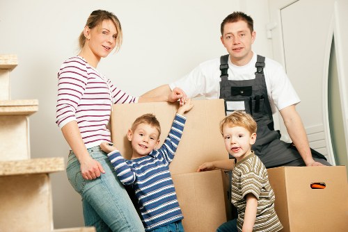 Boxes and furniture arranged for a planned Wimbledon house move