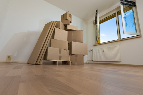 Packed boxes and furniture prepared for a Wimbledon home relocation