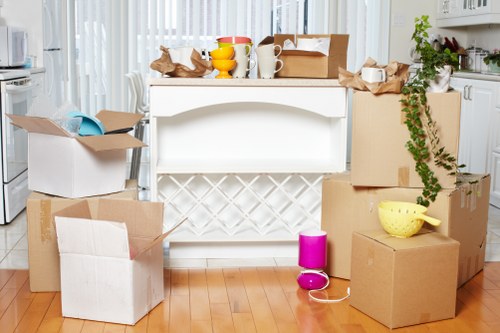 Packed boxes and furniture loaded for a Wimbledon quotation example
