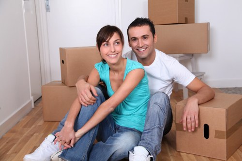 Careful packing of office equipment and documents during a Wimbledon office move