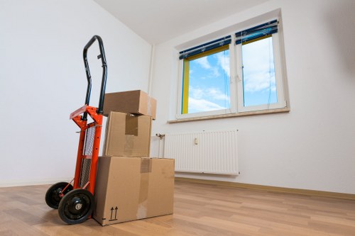Furniture and IT equipment being prepared for a Wimbledon office relocation