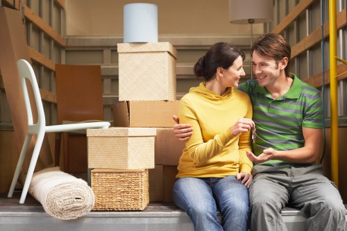 Packed boxes and labelled moving supplies ready for a Wimbledon house or office move